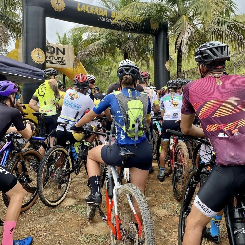 preparing for the start of a cycling competition